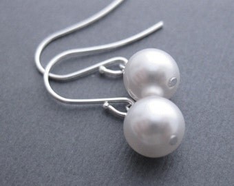 June Pearl Earrings, Pearl Jewelry, June Birthstone Earrings, Silver Wedding Jewelry, Pearl Drop Earrings
