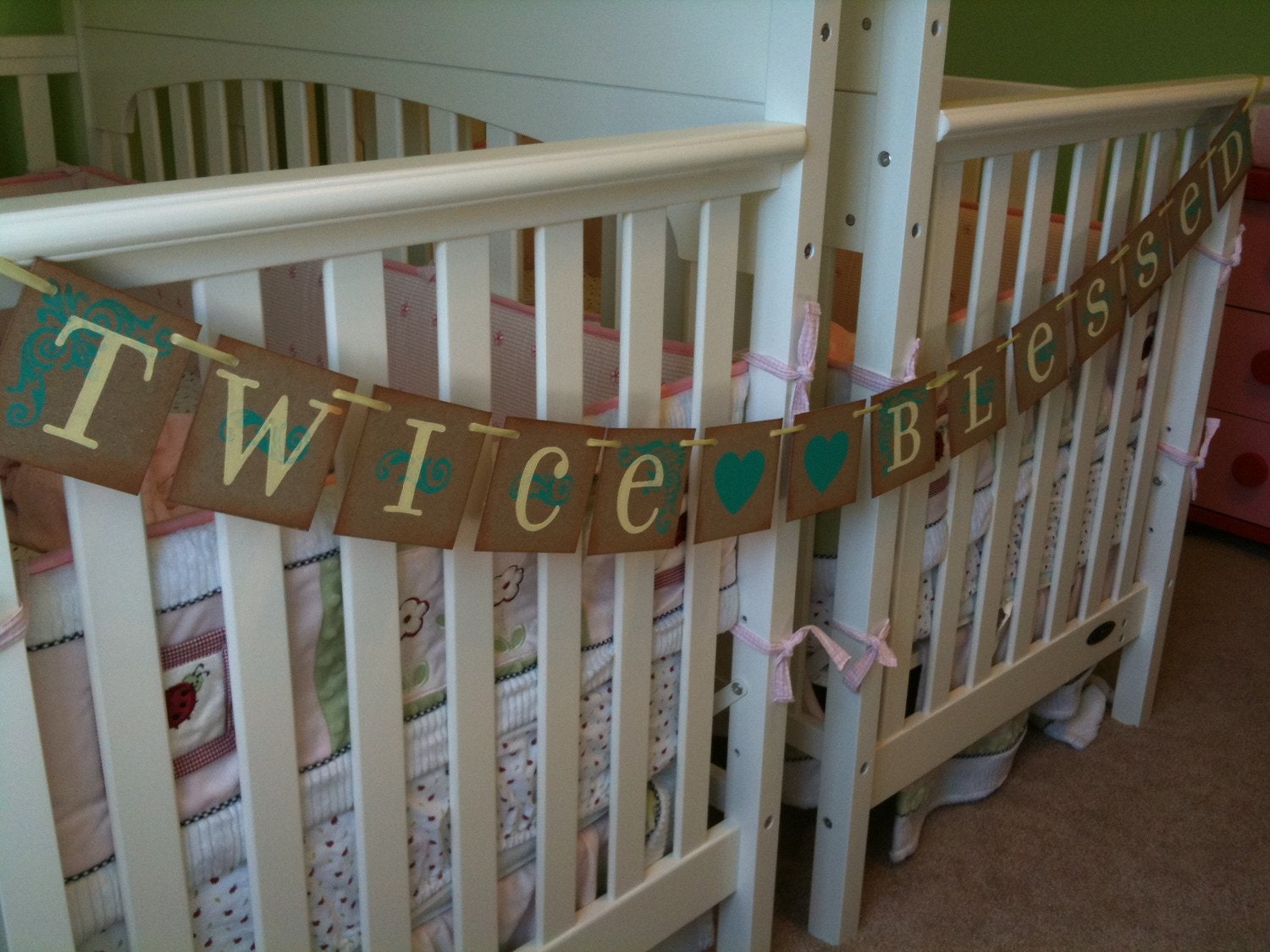 TWICE BLESSED Garland Banner/ Twins Baby Shower/ Birthday