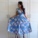 Vintage 50s Shirtwaist Dress, Floral Print Button Front Full Skirt Day Dress, size Small Medium