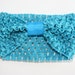 Turquoise Crochet Headband with Attached Loop 2.5 inches Newborn Infant Little Girls Teen Adult Headbands