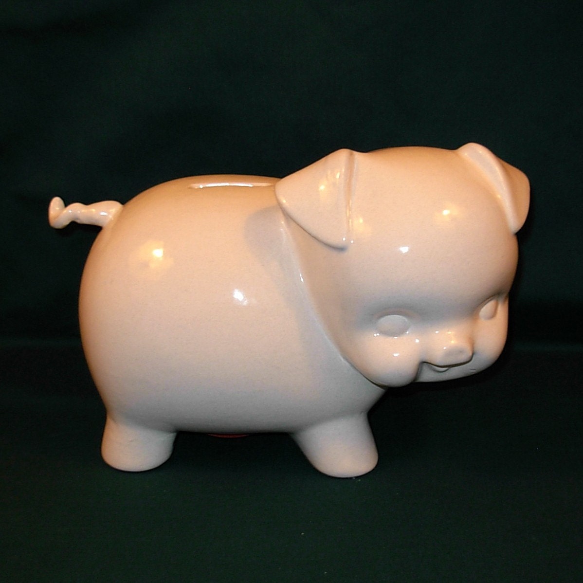 Large Ceramic Piggy Bank Vintage Design Yellow