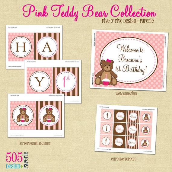 Printable Teddy Bear Theme Birthday Party Decorations Il_570xn
