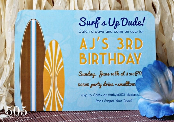 Surfing Party Invitation - Surfs Up Invitations by 505 Design, Inc Il_570xn