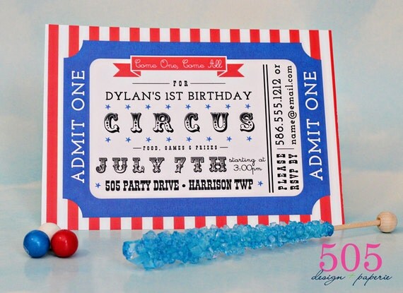 Circus Invitation by 505 Design, Inc - Circus Carnival Birthday Party Invitation Il_570xn