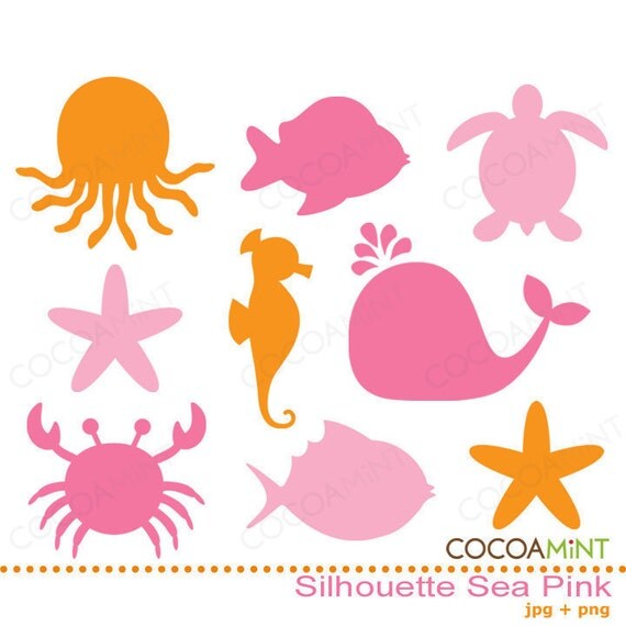 Silhouette Sea Pink Clip Art Il_570xn