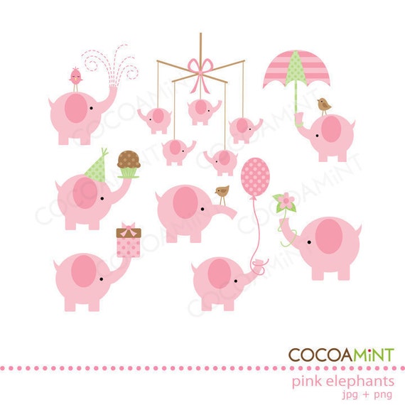 Pink Elephants Clip Art