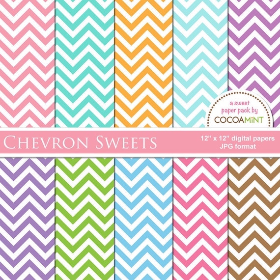 Chevron Sweets Digital Paper Pack Il_570xn