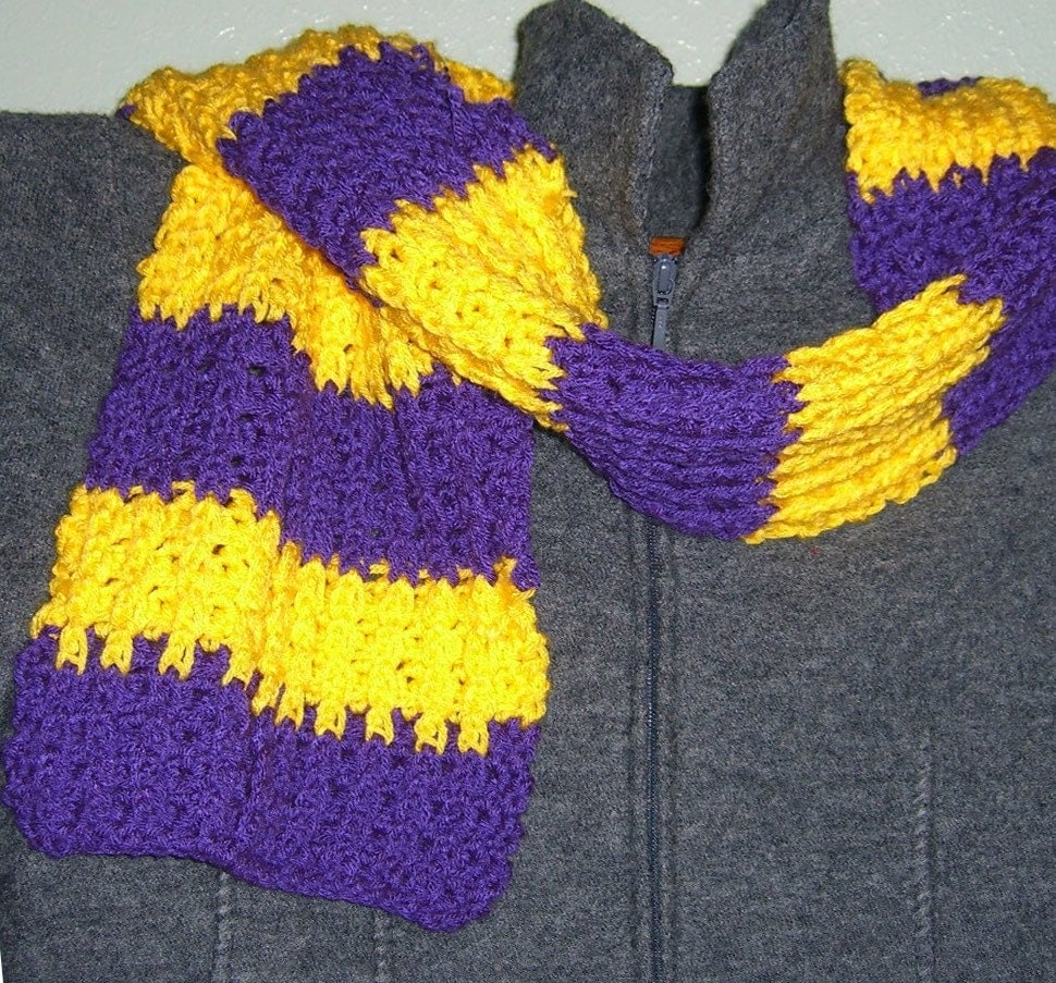 Purple 'n Gold Bold Striped Scarf Go LSU