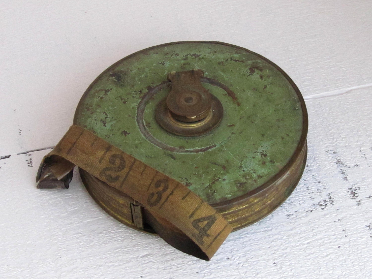 Antique Cloth Tape Measure Metal Brass Very Old Dated