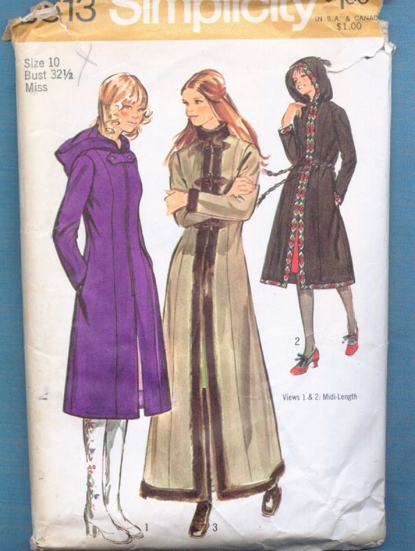 Vintage Sewing Pattern Princess Coat 2 Lengths with Hood