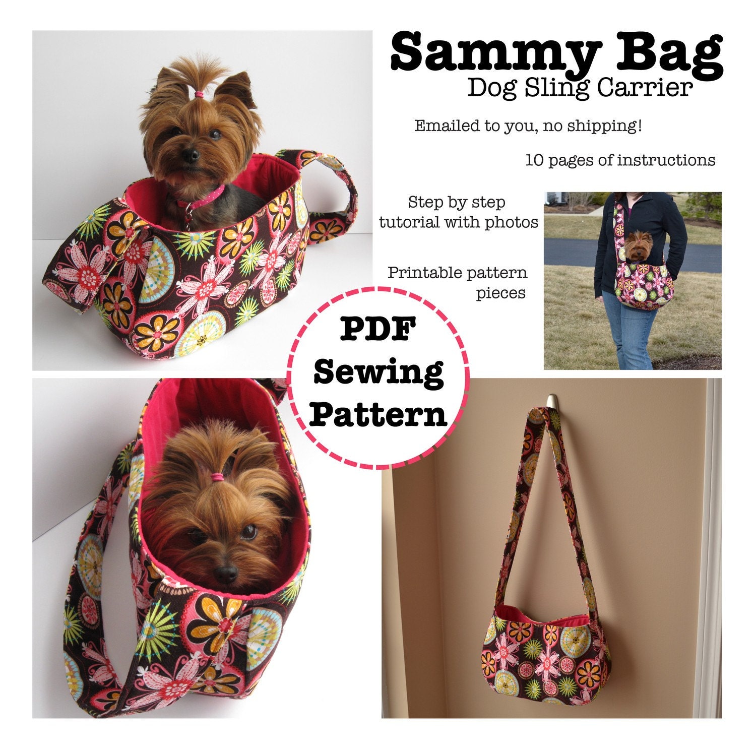 Sammy Bag Dog Sling Carrier PDF Pattern