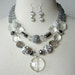 RESERVED, Crystal Statement Necklace, Silver Gray Cocktail Necklace,Artisan Necklace, Double Strand Chunky Necklace, Silver