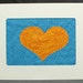 Love Card - Anniversary Card - Handmade Orange Heart Quilt Greeting Card
