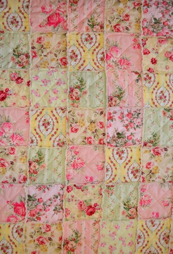 Shabby Chic Rag Quilt Reserved For TKateri Summer Rose