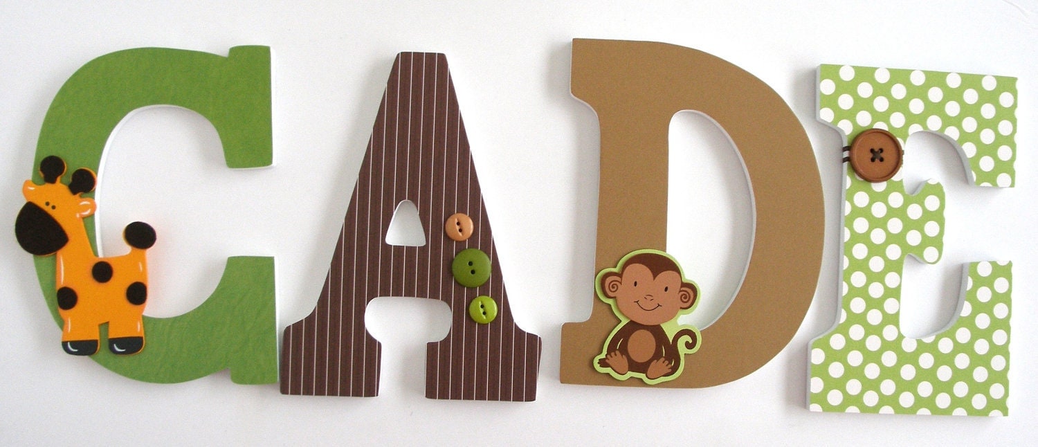 Monkey Custom Wooden Letters Personalized Nursery Name Décor Monkey Custom Wooden Letters Personalized Nursery Name Décor