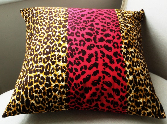 SALE Leopard Pink Throw pillow cover African wax by SISTERBATIK