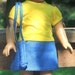 American Girl Doll Clothes, Denim skirt and yellow shirt and bag