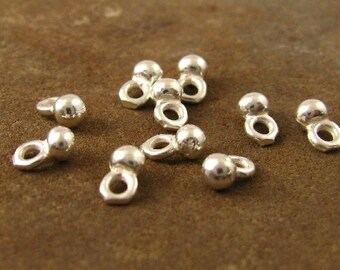 Ball Drop Charms - Tiny Sterling Silver Charms 10 pcs - 3mm Brite Ball End Dangles with Hanging Loop on Top Oakhill Silver Supply C67