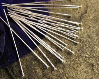 Sterling Silver Headpins 26 Gauge 1 Inch - 25mm - Flat SS Head Pins - 100 Pins HP3