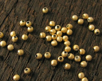 2mm Round 24kt Vermeil Gold Beads - Itty Bittie Spacers - 100 pcs - MB217