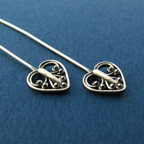 2 Fancy Sterling Silver Head Pins Extra Long 3 Inch 22