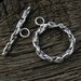 Sterling Silver Artisan Toggle with Natural Bark Texture, Large Size, Bracelet or Necklace - T15