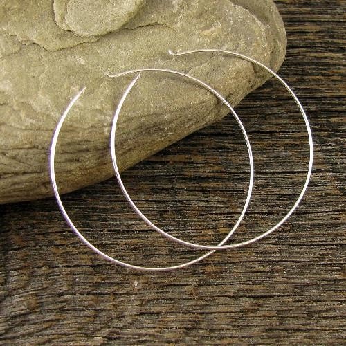 5 Pr Large Beading Hoops Sterling Silver Earring Hoops