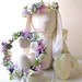 Flower halos for both little girl and jointed velveteen friend in violet and ivory