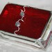 Stained Glass Jewelry Box Cherry Red 2x3 w/ two Pewter-cast Rose Flower Beads Handmade OOAK