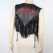 Vintage Leather BEADED FRINGE Rose Dagger Concho Vest