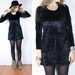 Vintage 90s Black Grunge Velvet Mini Dress