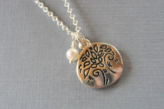 Tree of Life Necklace with Featuring a Tiny Pearl by DevinMichaels