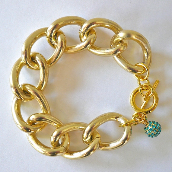 Chunky Gold Chain Link Bracelet with by ElizabethStoneJewels