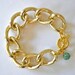 Chunky Gold Chain Link Bracelet with Turquoise Crystal Pave Charm