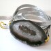 Metallic Silver Leather Wrap Bracelet with black Agate