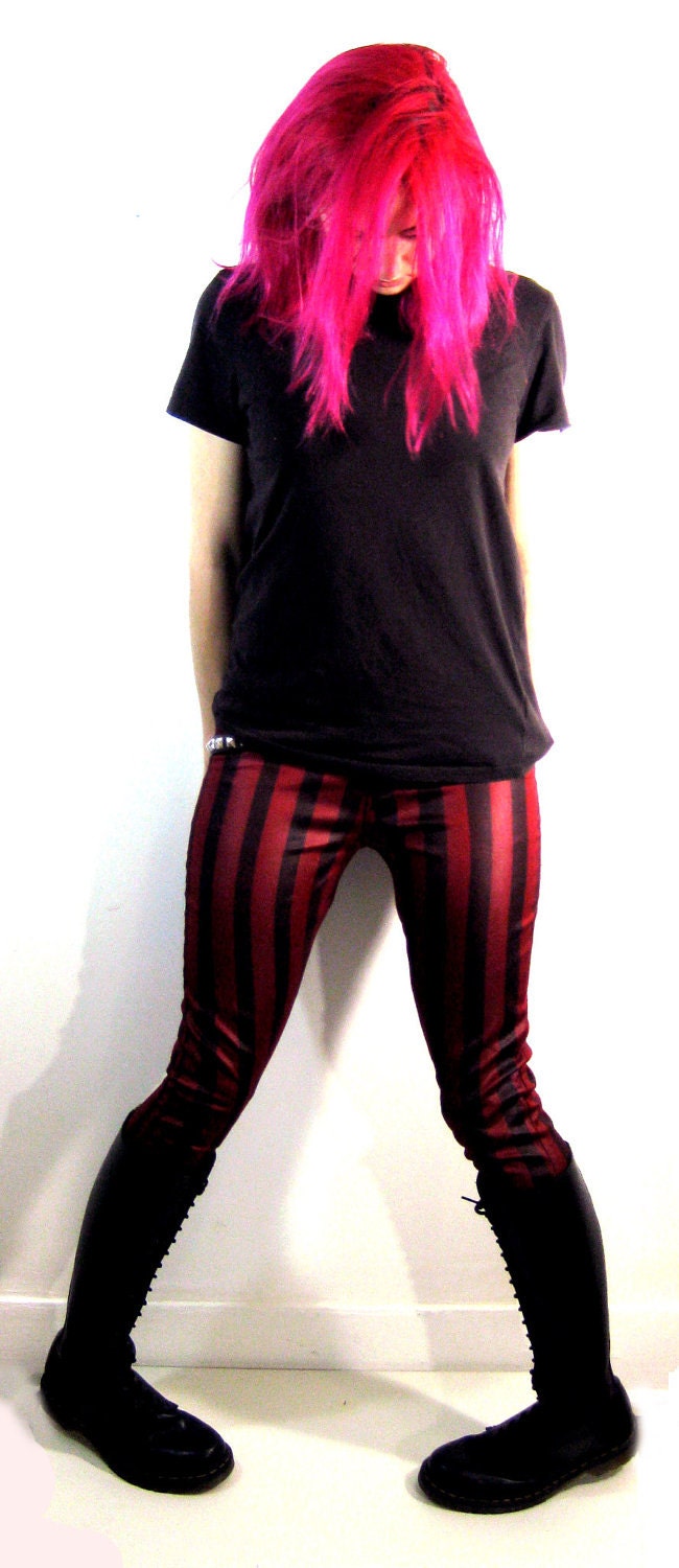 red and black striped pants womens