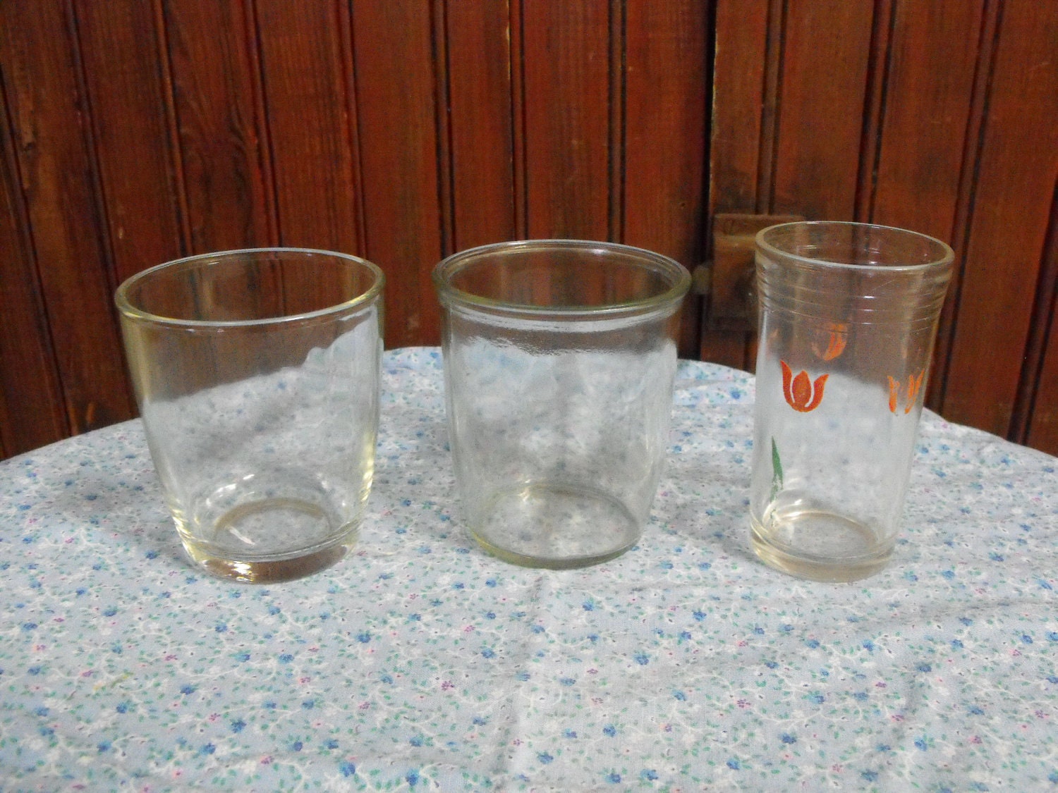 Vintage Set Of 3 Jelly Jars Glasses Haute Juice
