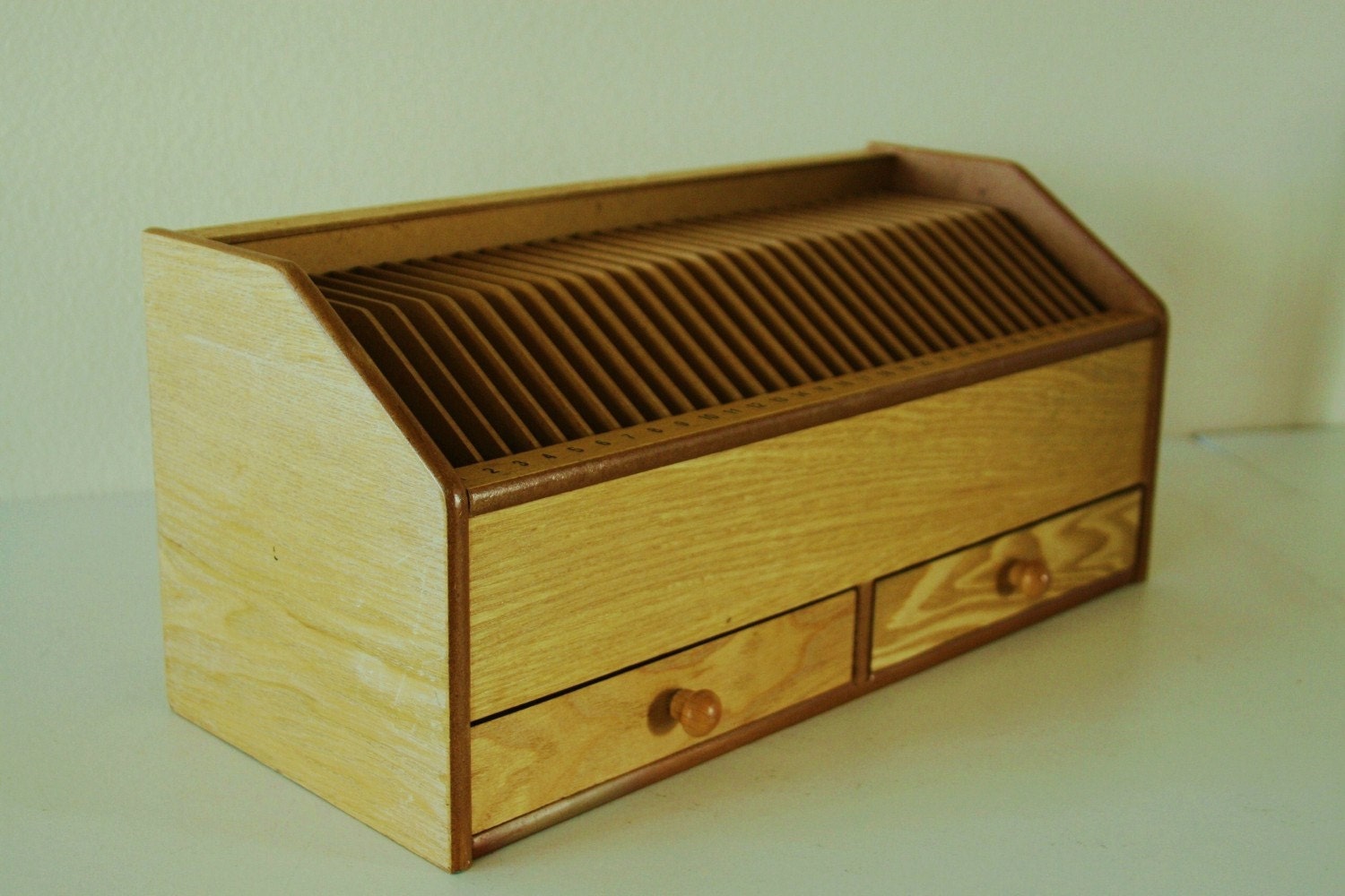 vintage wooden mail sorter