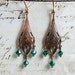 Green Earrings Chandelier Swarovski Crystal Earrings Emerald Earrings Vintage Antiqued Brass Earrings Jewelry