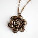 Antiqued Brass Necklace, Flower Necklace, Vintage Necklace, Rhinestone Jewelry