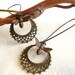 Honey Bee Earrings - Antiqued Brass - Bee Charm - Long Dangle