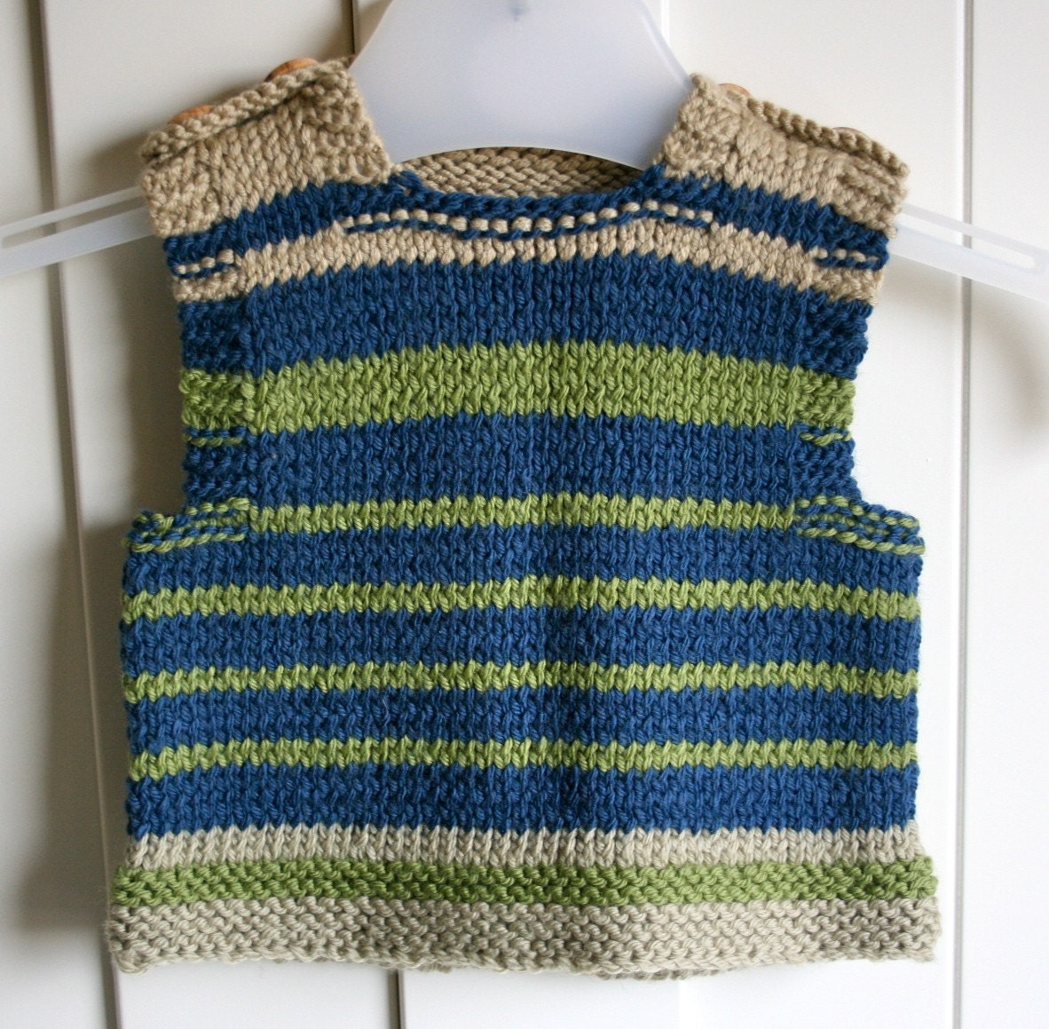 HandKnit Wool Baby Vest / Tank Top size 06 by stitchandpurl