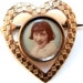 Vintage Hand Tinted Photograph in Gold Filled Heart Brooch