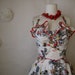 1950s halter dress. vintage mexican novelty print dress. ruffle bust full skirt dress.