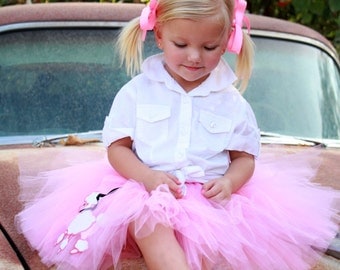 Pink Poodle Skirt Tutu by Atutudes | 50s | Sockhop | Rockabilly | Halloween Costume | Kids Girls Costume
