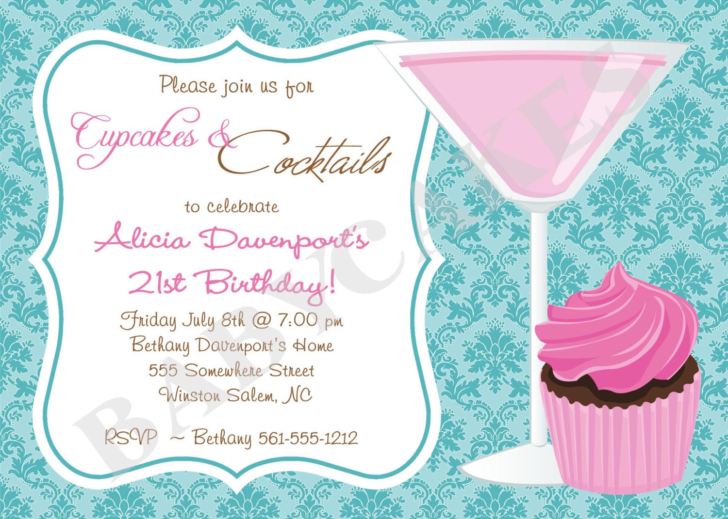 Cupcakes And Cocktails Party Invitations 3