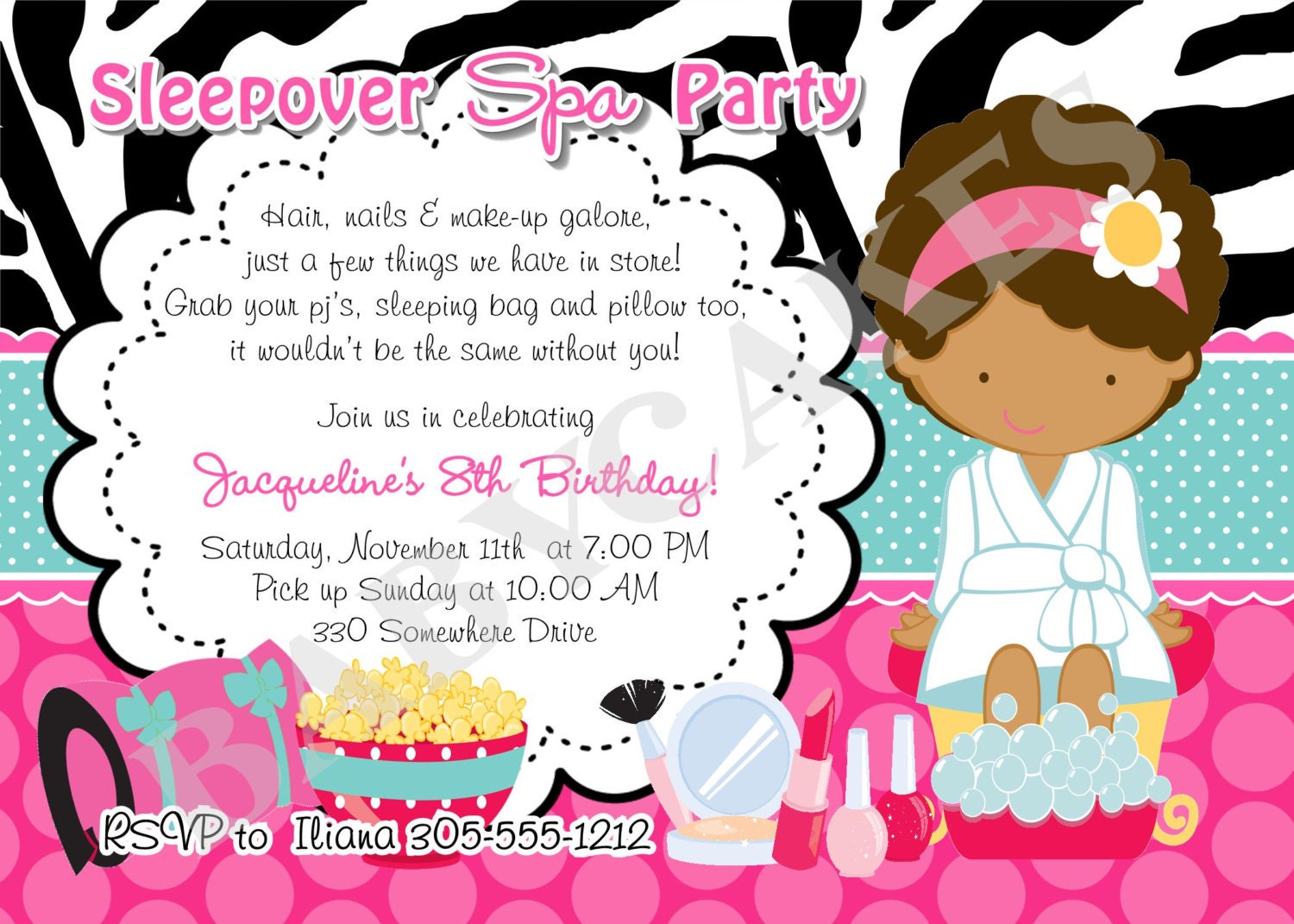 Spa Sleepover Party Invitations 4