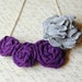Purple and Gray Flower Necklace - Repurposed Tshirt