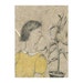 original drawing, MATTED, figurative SUMMER FLOWER, woman portrait
