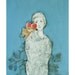 original mixed media, figurative RED FLOWER,portrait
